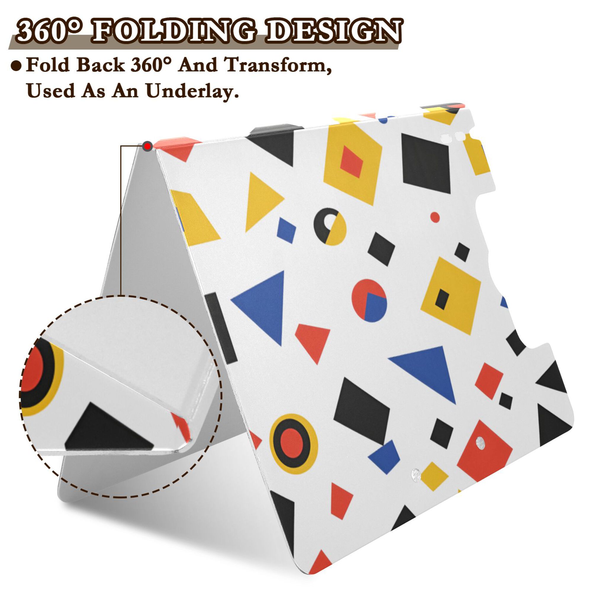 FORMRS A4 Clipboard Folder with Pen Holder Horizontal Foldable School Office Binder, Black Simple Shapes