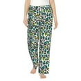 thumbnail image 2 of Lsque Green Leopard Print Women's Pajama Pants, Lounge Pant - Comfortable Home Wear,Elastic Waistband, Stylish Design-Large, 2 of 9