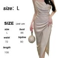 thumbnail image 2 of Vestido con tirantes para mujer, falda delgada plisada con abertura de temperamento de color sólido y tirantes, champán, L, 2 of 6