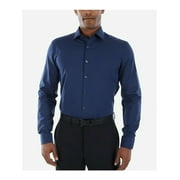 KENNETH COLE Mens Navy Collared Slim Fit Dress Shirt 17.5- 32/33