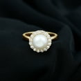thumbnail image 3 of Rosec Jewels Real Freshwater Pearl Cocktail Ring with Diamond Halo for Women (8 mm), 10K Yellow Gold, US 12.00, 3 of 9