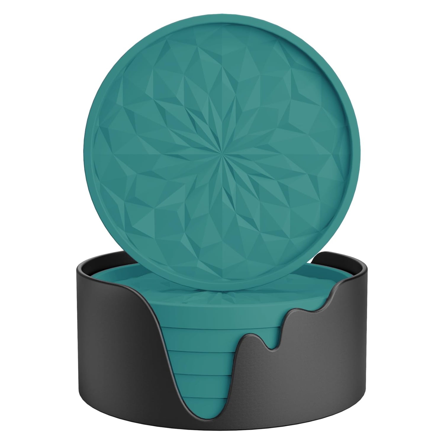 Silicone Coasters with Holder Cup Mat for Hot or Cold Drinks Thickened Non‑Slip Non‑Stick Deep Tray