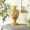 thumbnail image 2 of DecMode 16" Floral Carved Gold Polystone Vase, 2 of 10