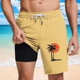 thumbnail image 1 of Ceisia Men's Quick Dry 2-in-1 Board Shorts with Palm Tree Print & Elastic Drawstring Waist Gifts, 1 of 6