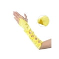 thumbnail image 3 of INSPIRE CHIC Women's Fingerless Gloves Satin Arm Warmers Hollow Out Bow Beads with Finger Loop Yellow One Size, 3 of 6