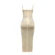 thumbnail image 3 of Gibobby Vestido sexy OS6618 europea y americana moda mujer club nocturno Sexy malla transparente vestido con tirantes calientes（Beige， S), 3 of 5