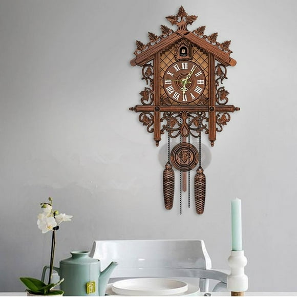 Tnarru Horloge Coucou en Bois, Horloge Coucou, Horloge Murale, Horloge de Chambre d'Enfant, Mécanique, Bois 2