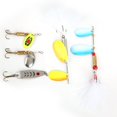 thumbnail image 2 of Señuelos tipo cuchara de pesca de Metal portátil, conjunto de cebos giratorios, aparejos de cebo de plumas de lentejuelas, 2 of 8