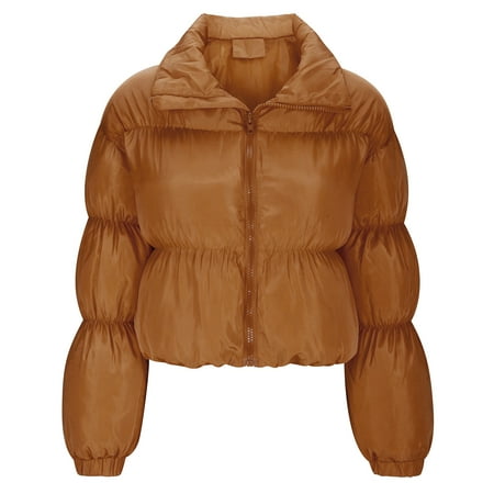 

REORIAFEE Women s Full Zip Fleece Short Jacket Warm Winter Lapel Sherpa Crop Coat Autumn Winter Loose Bread Clothing Street Trendy Short Sleeve Cotton Padded Clothes Brown L