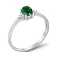 thumbnail image 4 of Art Deco Oval Engagement Ring Green Emerald CZ 925 Sterling Silver Size 5, 4 of 7