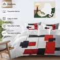 thumbnail image 3 of Red And Black Square Duvet Cover Set King Size, Geometric Classic 4 Piece Soft Microfiber Bedding Set with 1 Duvet Cover, 1 Flat Sheet, 2 Pillowcases, 3 of 9