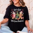 thumbnail image 4 of Just a Girl Who Loves Christmas T-Shirt | Cute Holiday Gingerbread and Santa Graphic Tee, 4 of 7