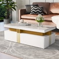 thumbnail image 4 of Noble House Modern Coffee Table,Marble Pattern High-Gloss Top,White, 4 of 7