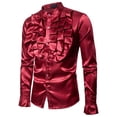 thumbnail image 2 of Performance Design Men's Standing Casual Fashion Long Sleeve Shirt Red M, 2 of 8
