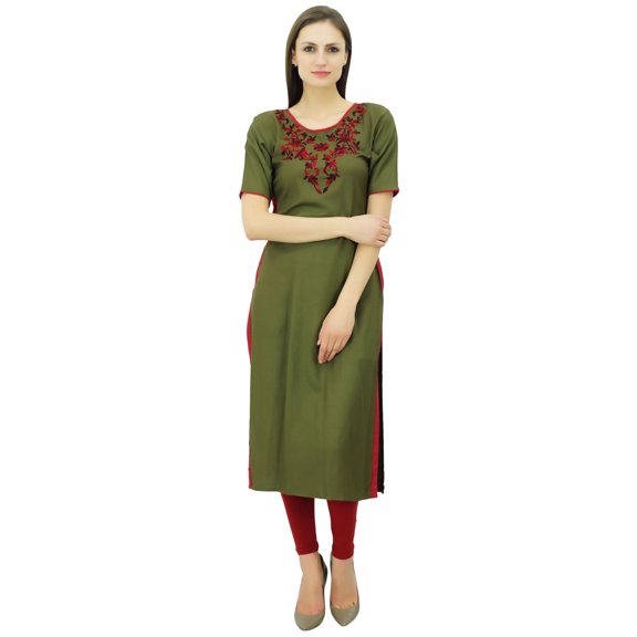 Atasi Women'S Rayon Straight Embroidered Salwar Kameez Dupatta Suit Set