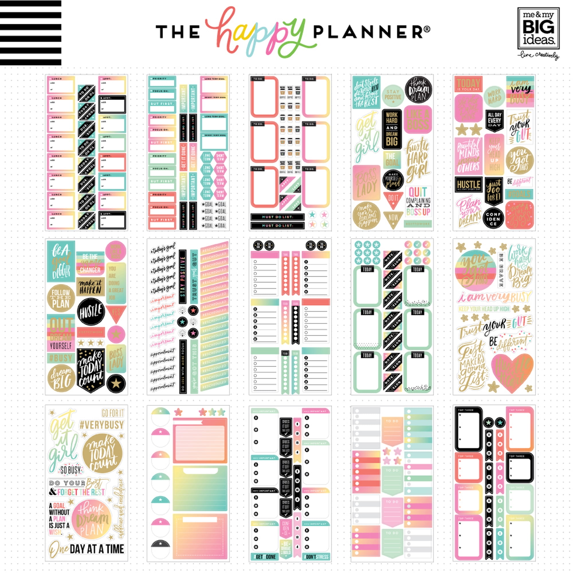 The Happy Planner Productivity Stickers: 985 Pach 