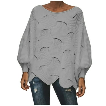 Savings Women's Color Casual Hollow Chain Link Loose Knitted Sweater Sweater Pullover Tops