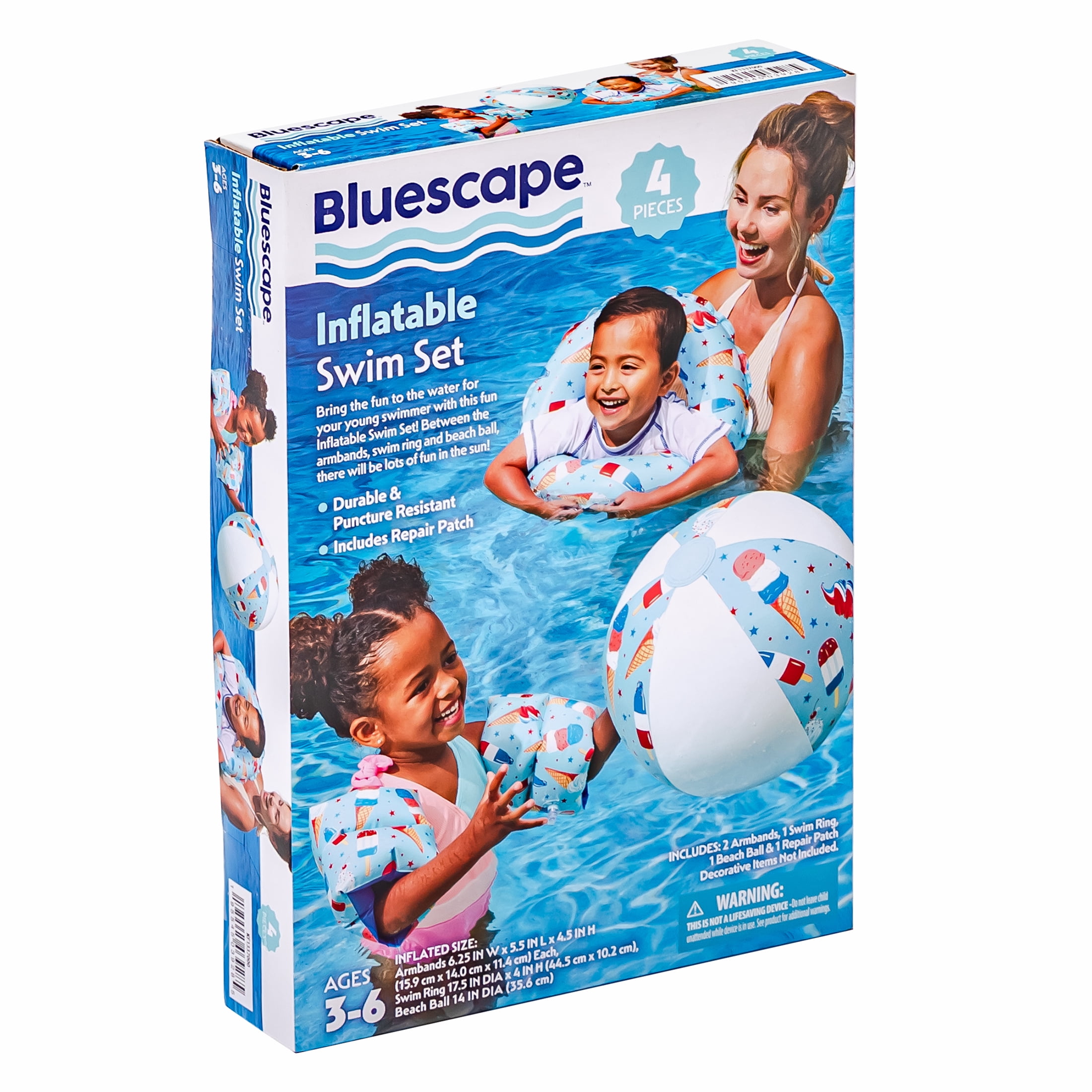 Bluescape Inflatable Sweets Swim Set, 3-Pack, Arm Band Floats, Swim Tube Float and Beach Ball, for Kids & Adults, Age 3-6 years, Unisex