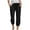 Black, variant on GEWSEY Capri Pants for Women Casual 2025 Summer Drawstring Elastic Waist Linen Pant Straight Wide Leg Pocket Cropped Trouser (White, L)