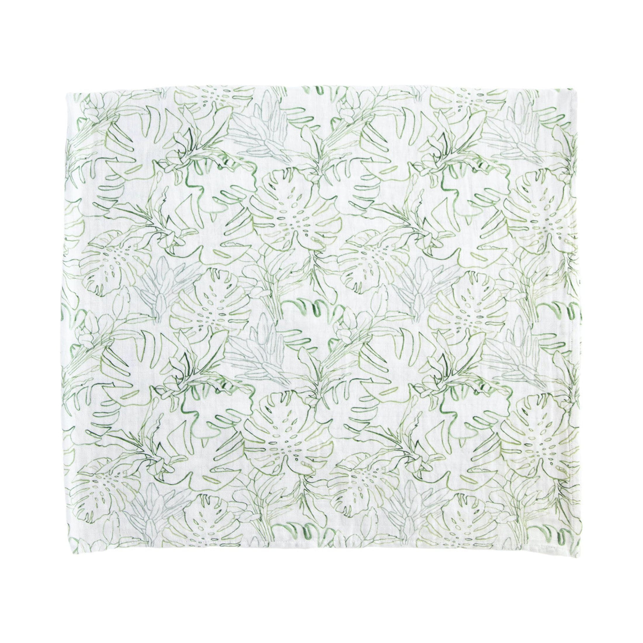 Red Rovr 100% Organic Cotton Muslin Infant Swaddle Blanket, Large, Unisex, Jungle Leaf