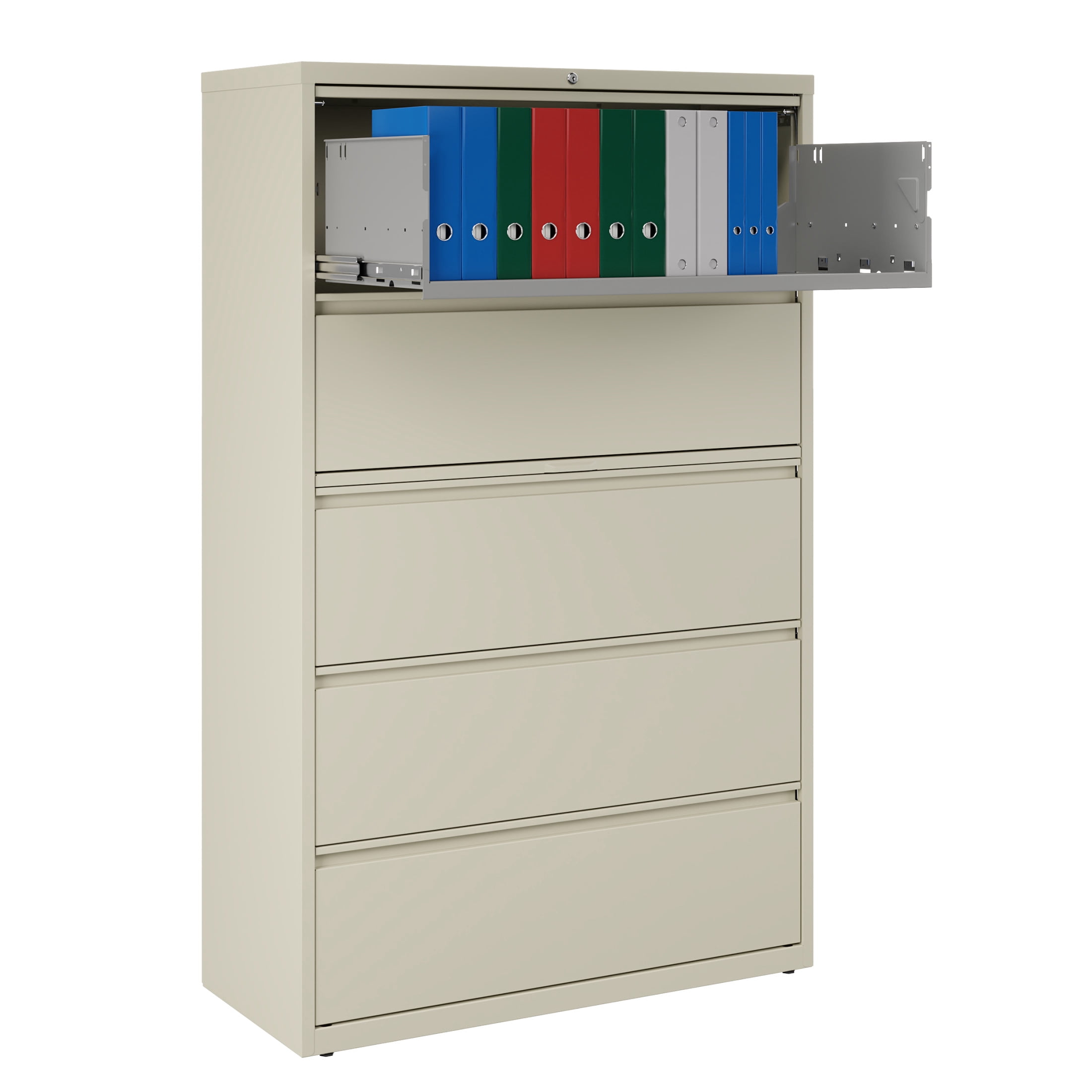 Hirsh 42 inch Wide 5 Drawer Metal Lateral File Cabinet for Home and Office, Holds Letter, Legal and A4 Hanging Folders, Putty