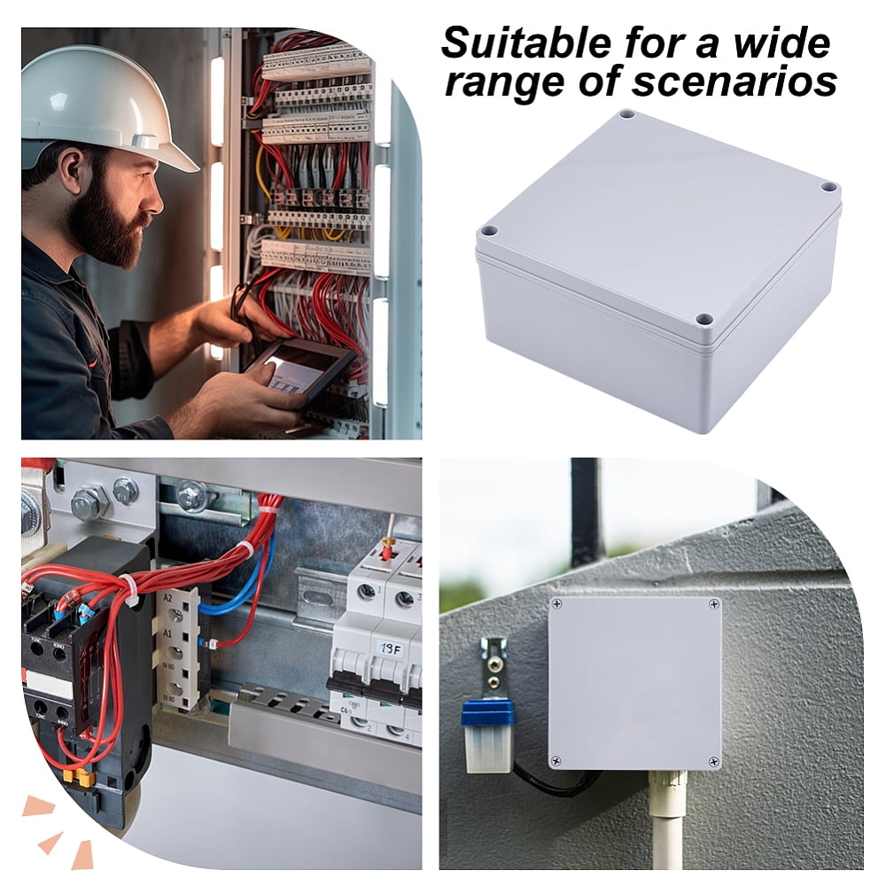 Outdoor Waterproof Plastic Junction Box Square Light Grey 199x199x101mm Inner Diameter: 192x192mm