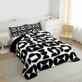thumbnail image 3 of Homewish Fashion Minimalst Adult Bedding Comforter Set, Black White Square Cycle Twin Comforter Sets, Modern Abstract Reversible Bedding Set, Lightweight Room Decor, 2 Pieces, 3 of 8