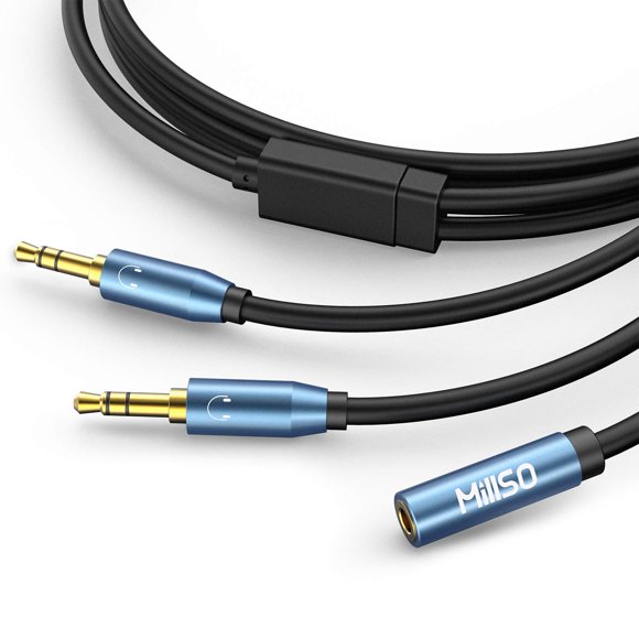 Cable divisor de audio MillSO hembra a 2 machos TRS de 3,5 mm y 8 pies