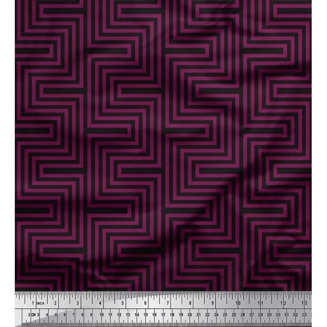 Soimoi Moss Georgette Fabric Square & Spiral Geometric Decor Fabric Printed Yard 42 Inch Wide