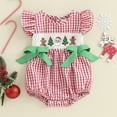 thumbnail image 3 of Spewahor Infant Baby Girls Christmas Plaid Romper 0 3 6 12 18 Months Tree Santa Embroidery Flying Sleeve Round Neck Jumpsuit, 3 of 8