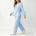 thumbnail image 3 of CYRBOKO Loungewear Sets for Girls, Cotton 2 Pieces Elastic Waist Long Sleeve Sleepwear Sets Blue Size 10-11 T, 3 of 7