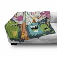 thumbnail image 3 of Birthday Party Soft Flannel Fleece Throw Blanket, Little Baby Monsters the Celebration Cones Rain and Balloons Image, Cozy Plush for Indoor and Outdoor Use, 70" x 90", Multicolor, by Ambesonne, 3 of 6
