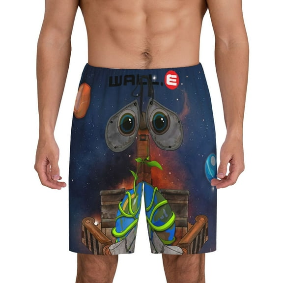 Wall-E Pajama Shorts for Men, Summer Graphic Lounge Pajama Bottoms Soft Sleep Pjs Pants with Drawstring & Pockets