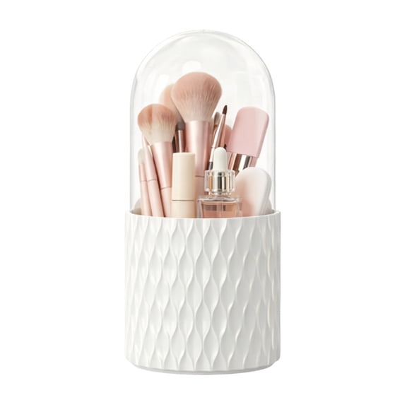 RYLZX Makeup Brush Holder [Upgrade] [Dustproof & Waterproof] 360 Rotating Cosmetics Make up Brush Organizer Storage