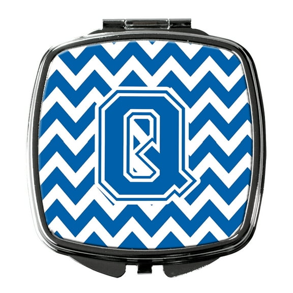 Letter Q Chevron Blue and White Compact Mirror CJ1056-QSCM
