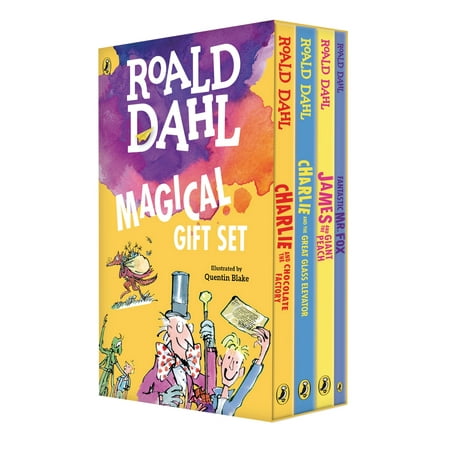 Roald Dahl Magical Gift Set (4 Books) : Charlie and the Chocolate Factory, James and the Giant Peach, Fantastic Mr. Fox, Charlie and the Great Glass