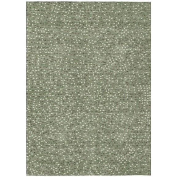 HomeRoots 599076 3 x 5 ft. Sage, Gray & Ivory Polka Dot Washable Indoor & Outdoor Rectangle Area Rug