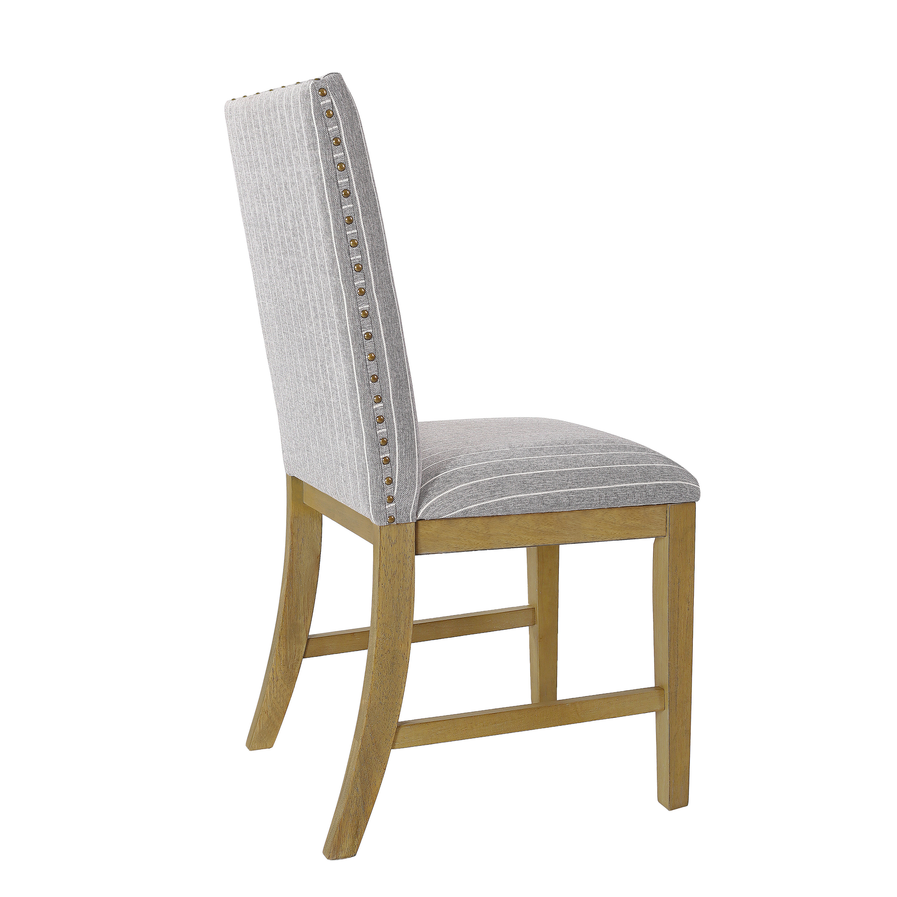 HomePop Upholstered Dining Chair, Set of 2, Light Gray Stripe