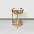 thumbnail image 4 of 34 Inch 2 Tier Industrial Style Tea and Bar Cart, Live Edge Mango Wood Shelves, Metal Frame, Brown, Brass- Saltoro, 4 of 7