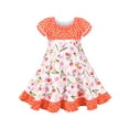 thumbnail image 1 of Girls Dress Vintage Polka Dot Tulip Floral Ruffle Hem Short Sleeve 7 Years, 1 of 1