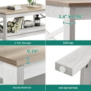 Dextrus Farmhouse Coffee Table 2-Tier Wood Center Table with Storage Shelf for Living Room, Gray, 39.7