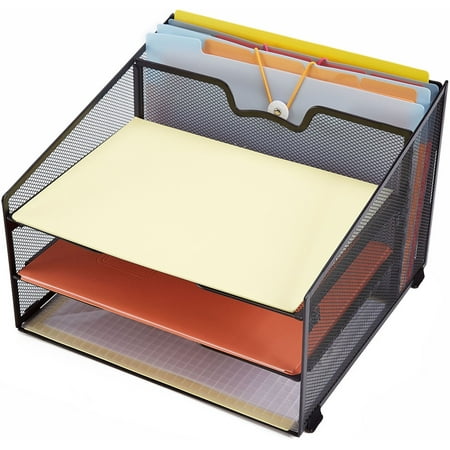 Rackarster Vertical Mesh Office Desk Organizer Desktop File Rackarster Vertical Mesh Office Desk Organizer Desktop File With 3 Paper Letter Tray And