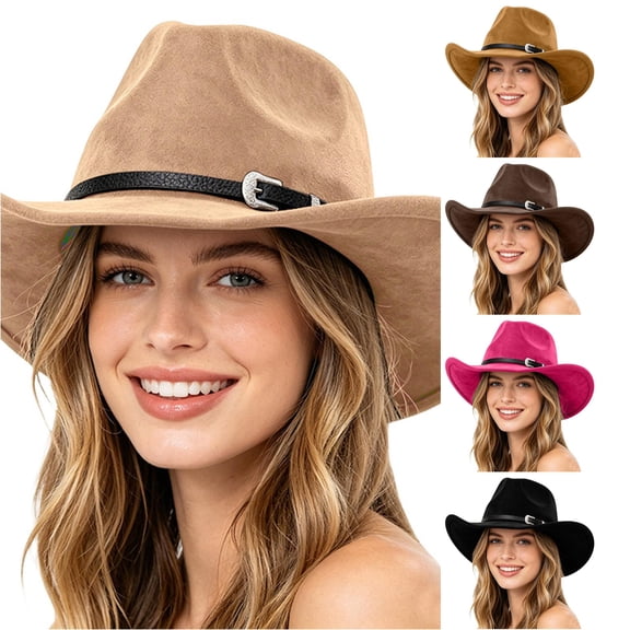 QWERTY Western Cowboy Hat with Curved Brim Ethnic Style Fedora for Outdoor Travel