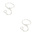 thumbnail image 4 of Sonducket Anklets Sea Star Pearl Crystal Foot Girls Chains Ring Bracelets Mittens Toe Finger Decor Hanging Wedding Ankle with Pendent Como se muestra 2Conjunto, 4 of 6