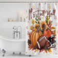 thumbnail image 3 of Pumpkin Football Fall Shower Curtain, Waterproof Shower Curtains for Bathroom, Thanksgiving Sunflower Maple Leaf Washable Fabric Bathtub Curtain Set Bath Decor with 12 Hooks Extra Long 72"x96", 3 of 8