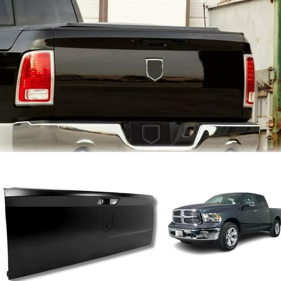 ONEPI Matte Black Rear Tailgate Shell for Dodge RAM 1500/2500/3500 2010 2011 2012 2013 2014 2015 2016 2017 2018 Models, Alloy Steel, W/O Holes for Lights, W/O Mounting Hardware