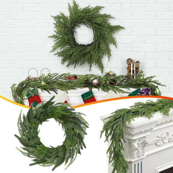 24" White Cedar Christmas Wreath Realistic Front Door Wreath No Lights Indoor Outdoor Farmhouse Home Wall Window Wedding Holiday Decor