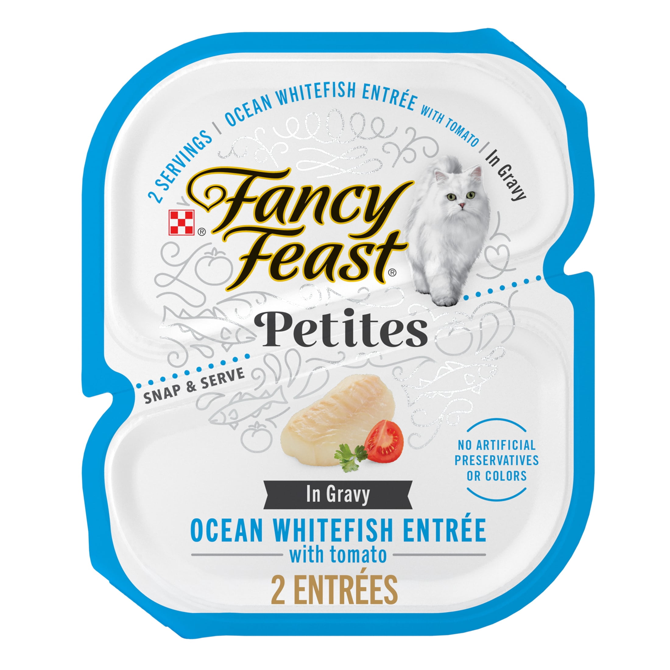 (6 pack) Purina Fancy Feast Petites Ocean Whitefish Entree With Tomato in Gravy Gourmet Wet Cat Food Pate