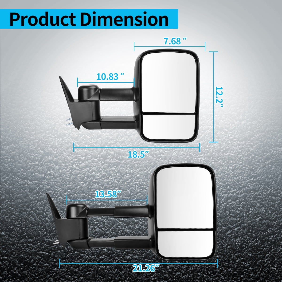 LEDKINGDOMUS Manual Telescoping Trailer Tow Mirrors for 1988-2000 Chevy GMC 1500/2500/3500