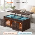 thumbnail image 6 of EnHomee Wood Coffee Table with Storage Farmhouse Coffee Table with 2 Cabinets and Open Cubby Coffee Table for Living Room Brown, 6 of 7